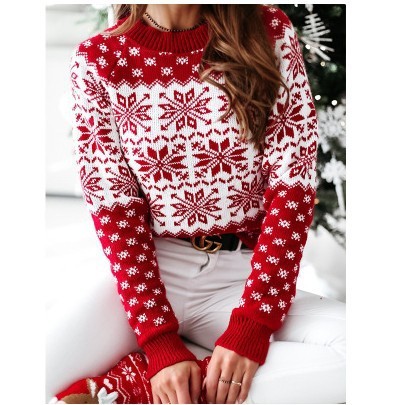 Christmas Elk Long Sleeve Knitted Sweater – Cozy Festive Style