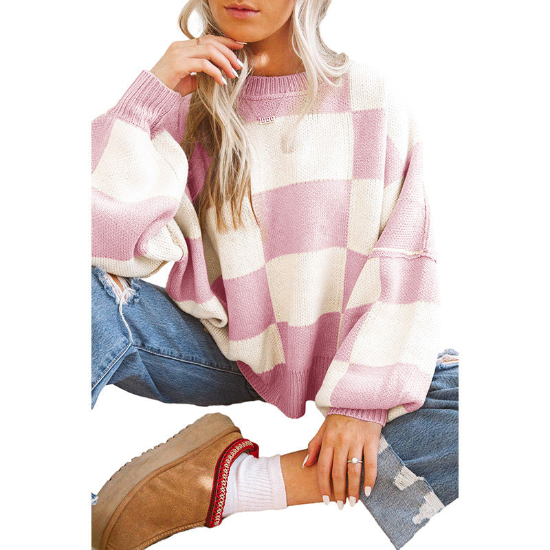 Cozy Plaid Printed Long-Sleeved Top: Effortless Leisure Style