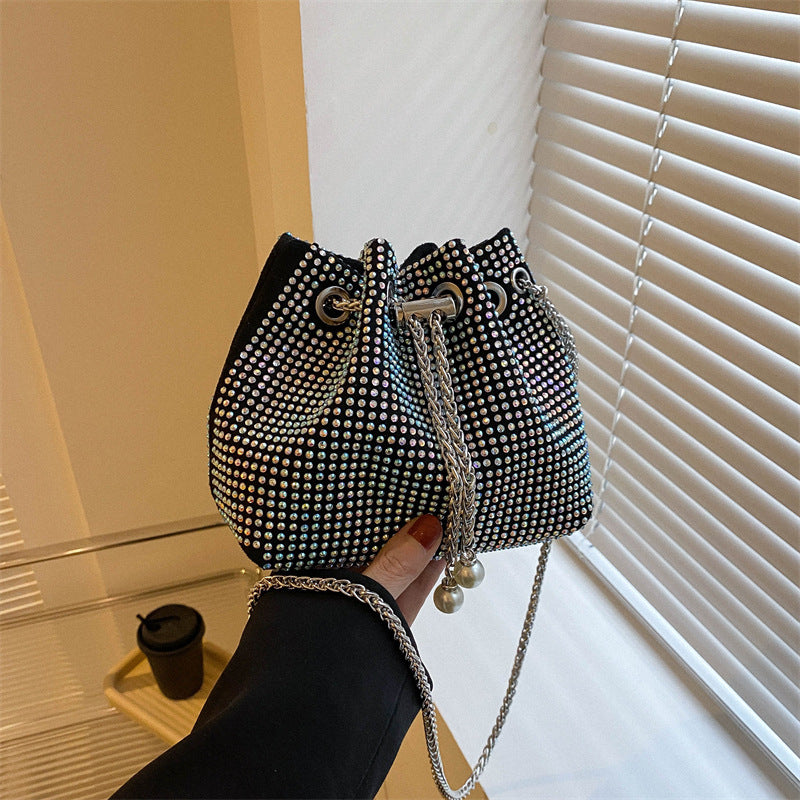 Diamond Drawstring Chain Crossbody Bag