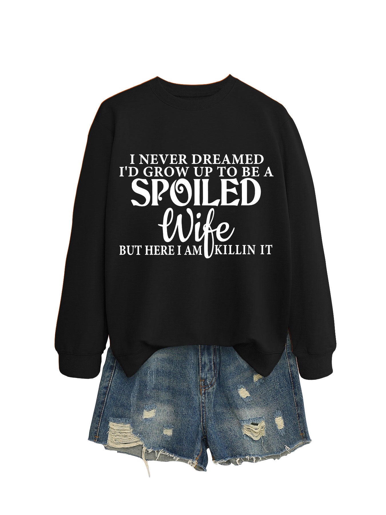 "SPOILED WIFE" Crew Neck Sweatshirt for Women