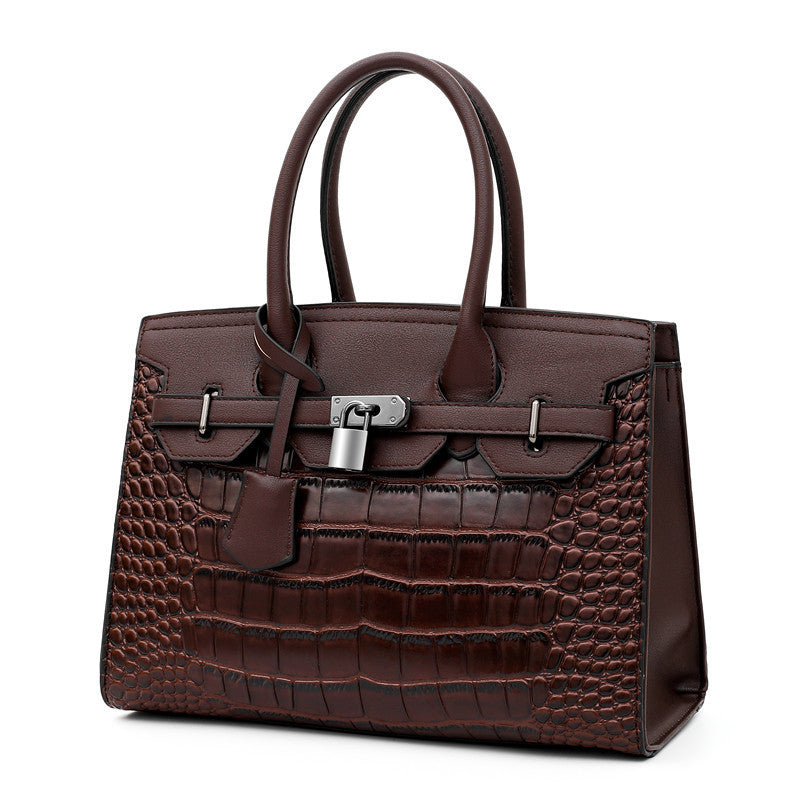 Trendy Shoulder Bag Messenger Handbag - Crocodile Pattern