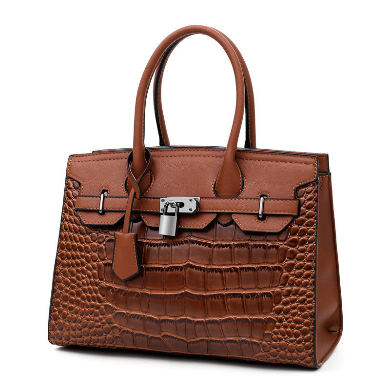 Trendy Shoulder Bag Messenger Handbag - Crocodile Pattern