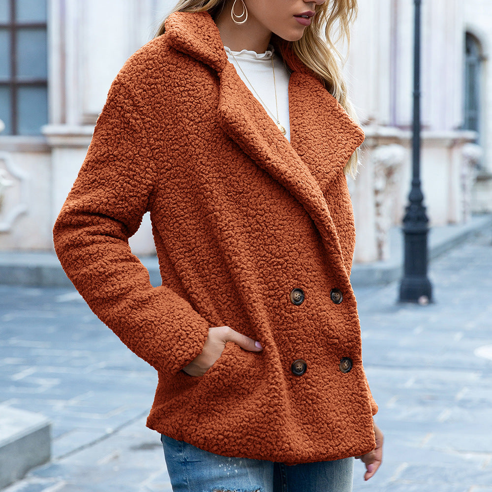 Women's Loose Lapel Fluffy Coat