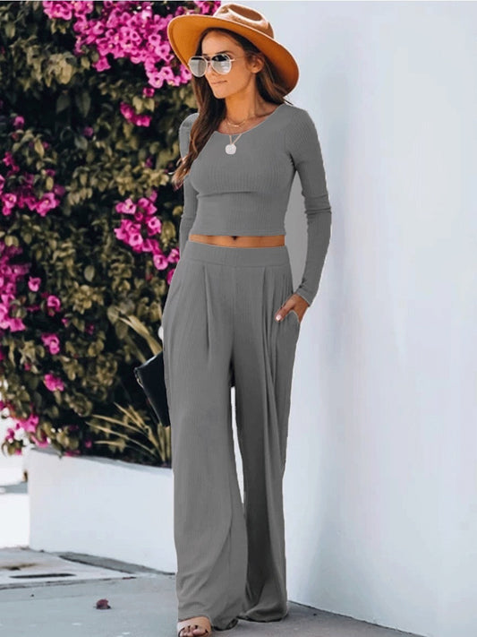 Fashion Suit Solid Color Casual Two-Piece Suit