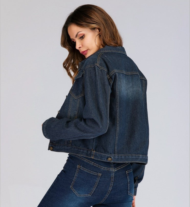 Women's Slim Denim Jacket | Short Loose Fit Denim Jacket