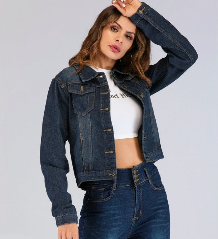 Women's Slim Denim Jacket | Short Loose Fit Denim Jacket