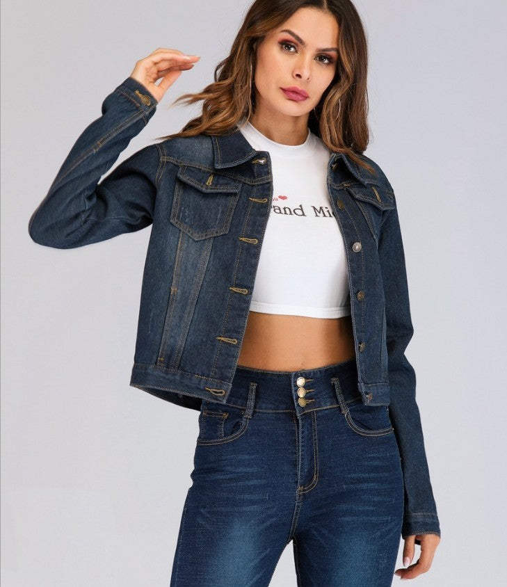 Women's Slim Denim Jacket | Short Loose Fit Denim Jacket