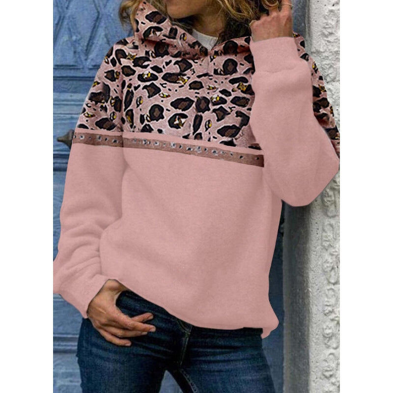 Fall Winter Womens Printed Hooded Sweatshirt