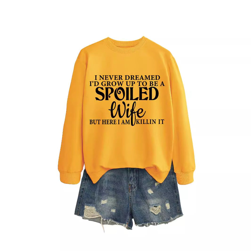 "SPOILED WIFE" Crew Neck Sweatshirt for Women