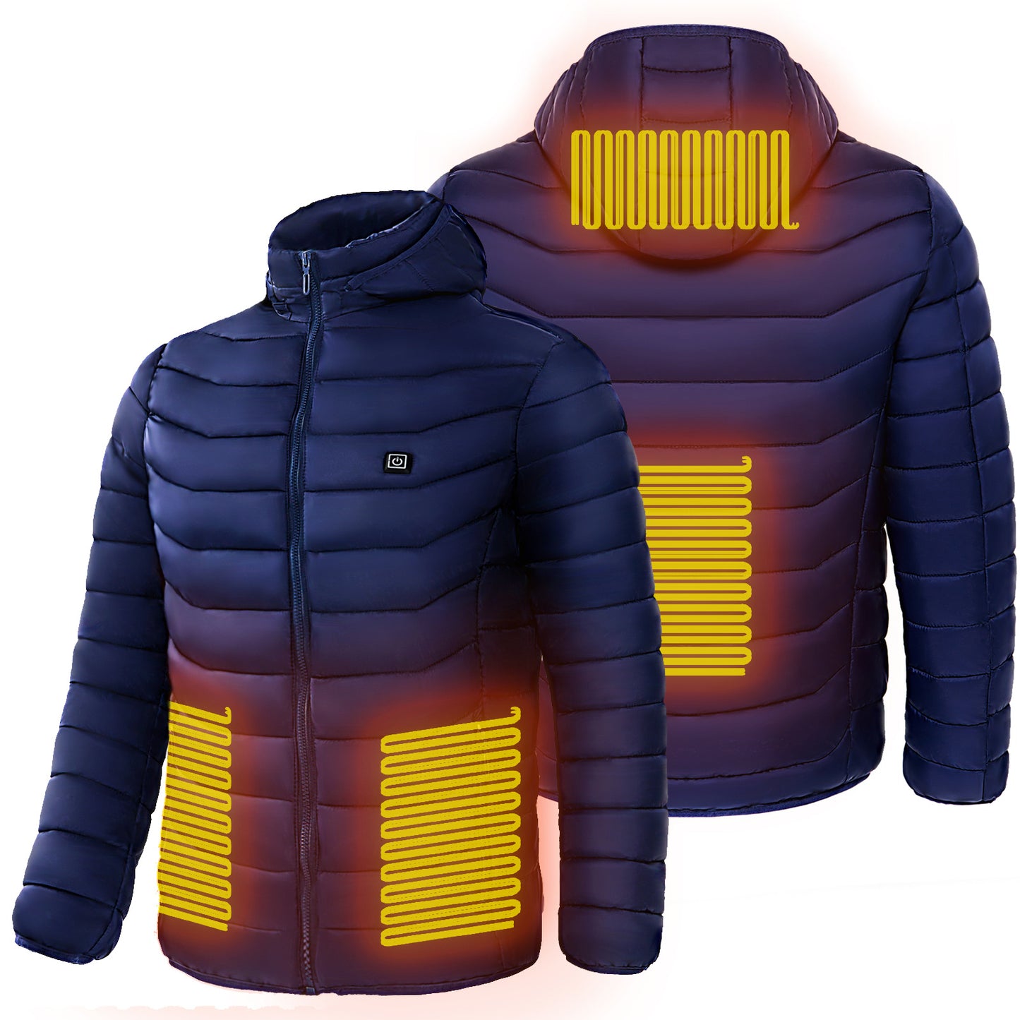 Heated Puffer Jacket Electric Heating Coat Insulated Hood Windbreaker 9Heat Zones