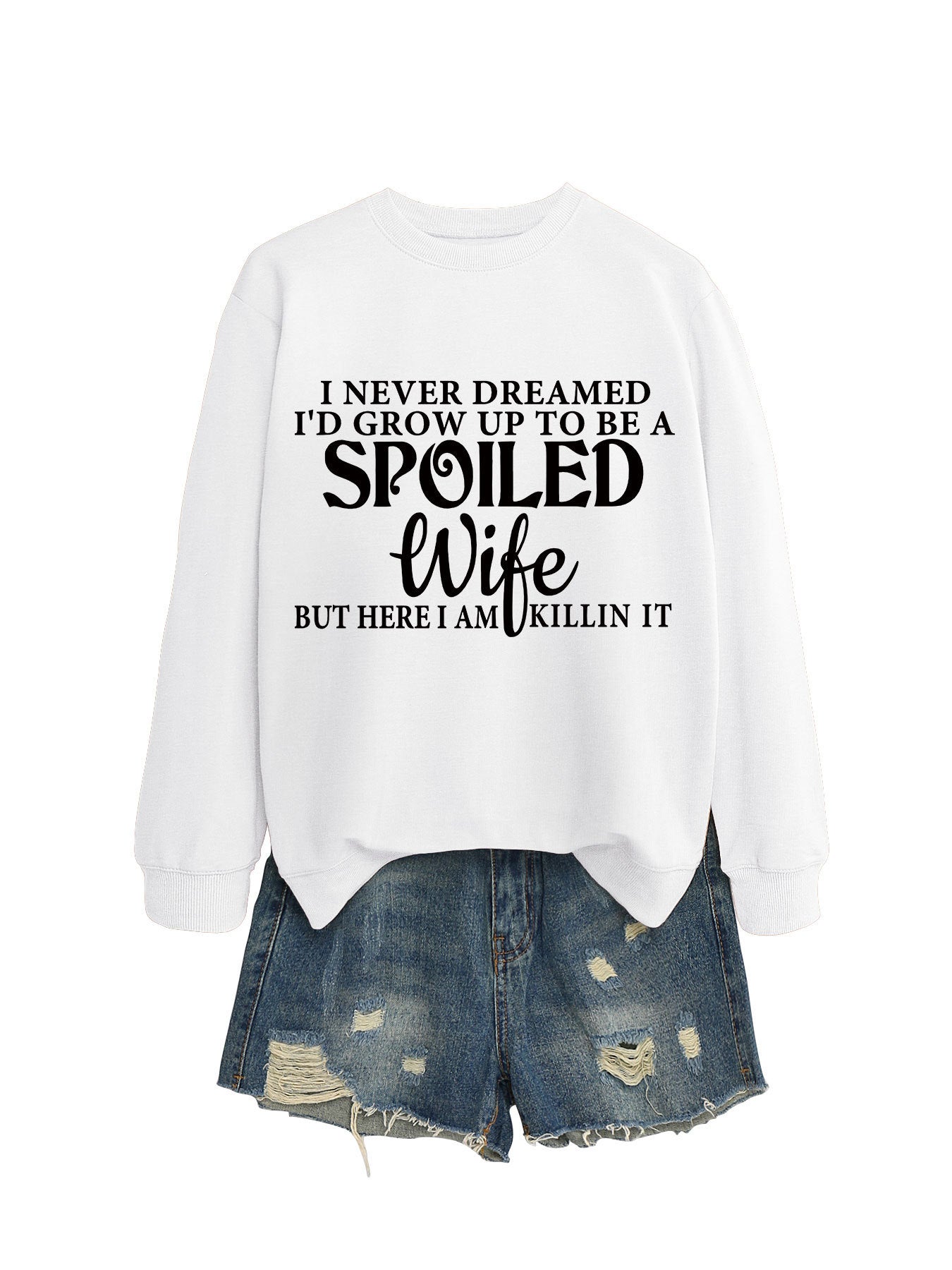 "SPOILED WIFE" Crew Neck Sweatshirt for Women