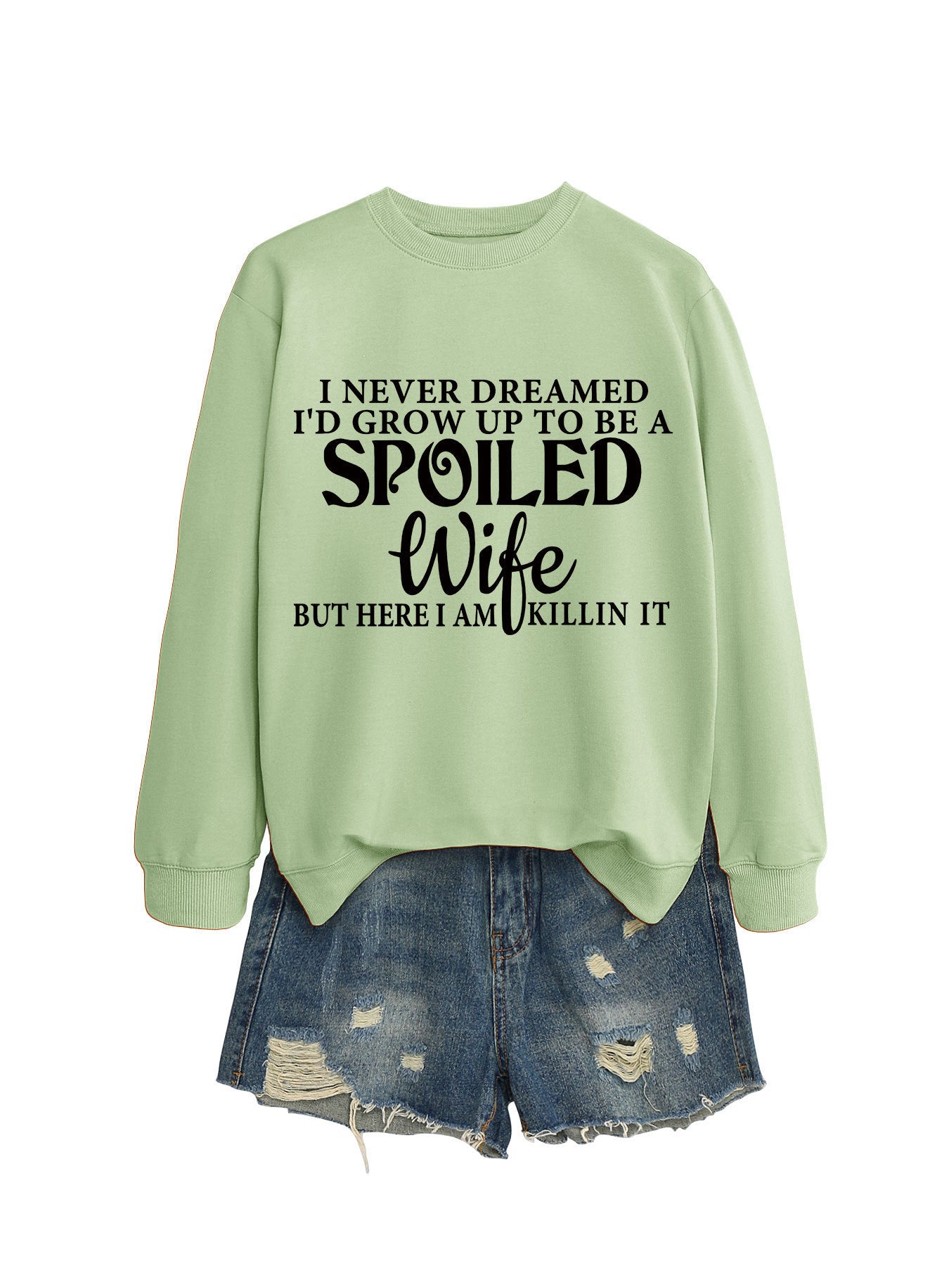 "SPOILED WIFE" Crew Neck Sweatshirt for Women