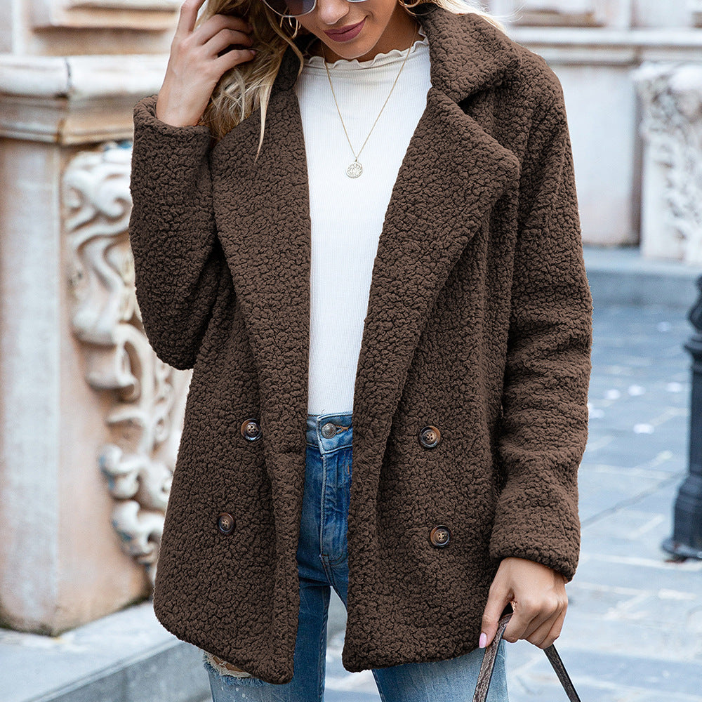 Women's Loose Lapel Fluffy Coat