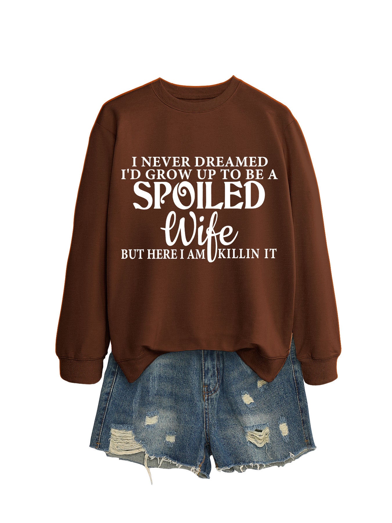 "SPOILED WIFE" Crew Neck Sweatshirt for Women