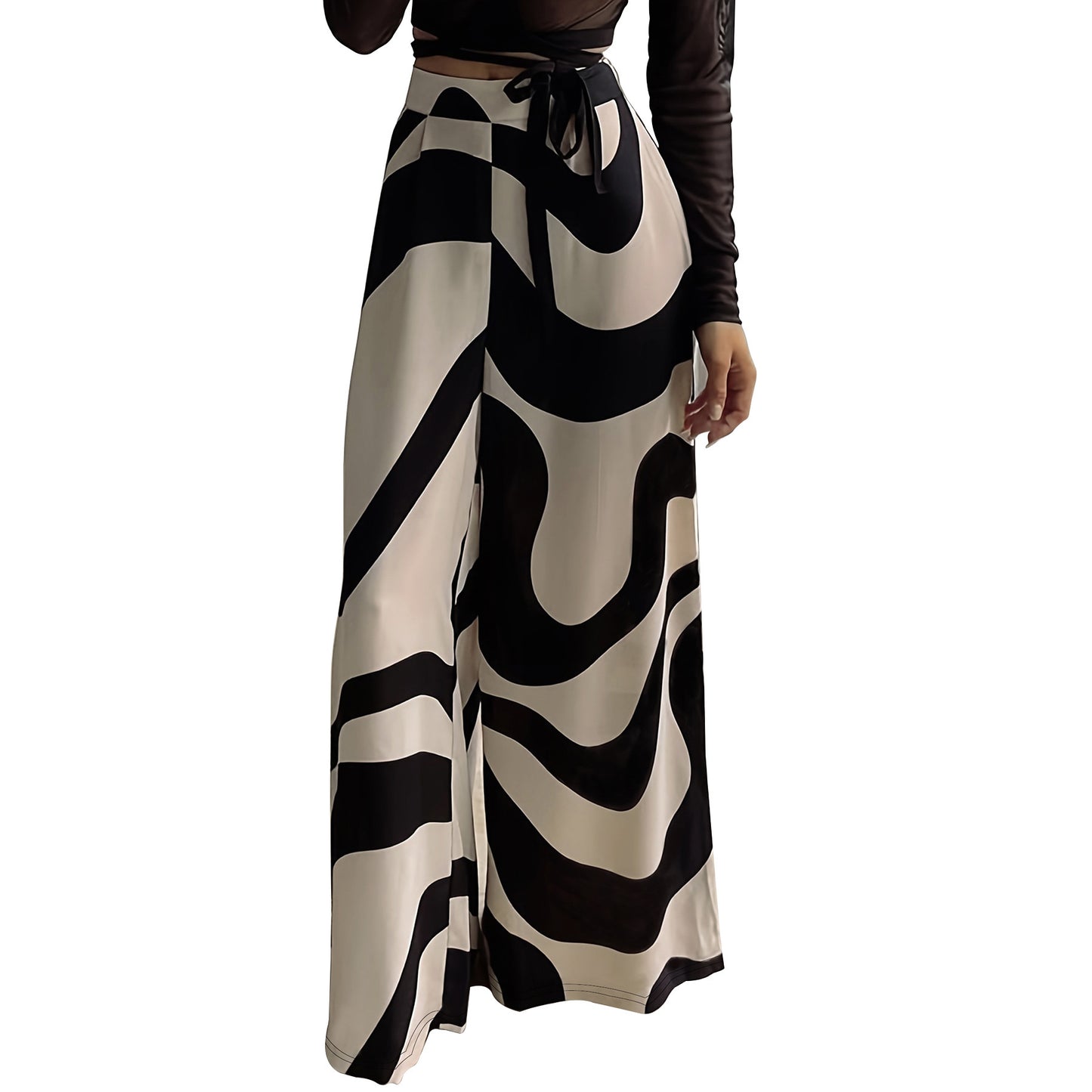 Loose High-Waist Printed Wide Leg Pants – Effortless Casual Style