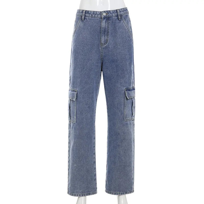 Straight Denim High Waist Pants