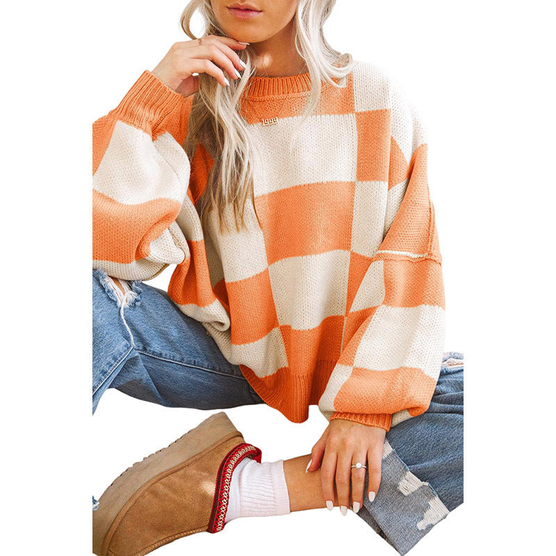 Cozy Plaid Printed Long-Sleeved Top: Effortless Leisure Style