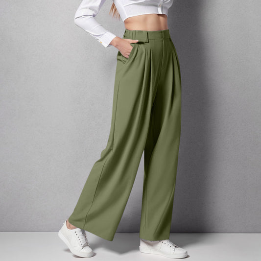 Solid Wide Leg Pants For Woman Work Business