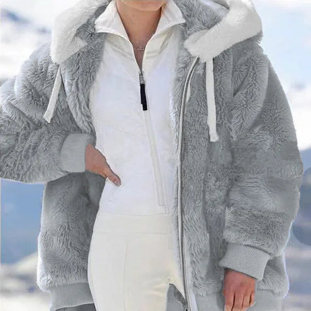 Plush Hooded Jackets For Women