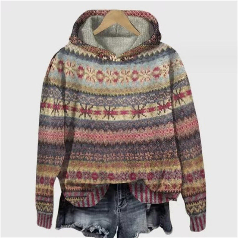 Festive Printed Hoodie Coat: Embrace the Holiday Spirit!