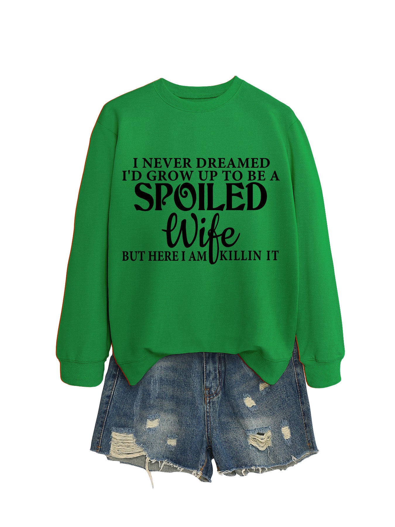 "SPOILED WIFE" Crew Neck Sweatshirt for Women