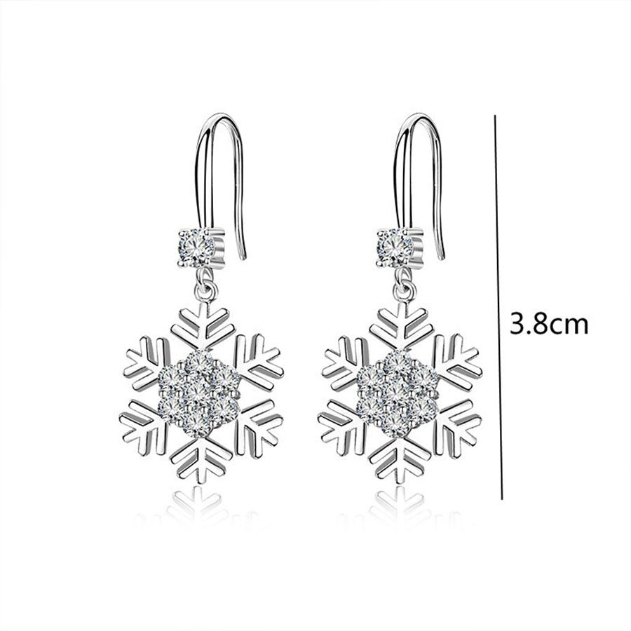 Temperament Snowflake Earrings with Rhinestones – Festive Elegance for the Holidays