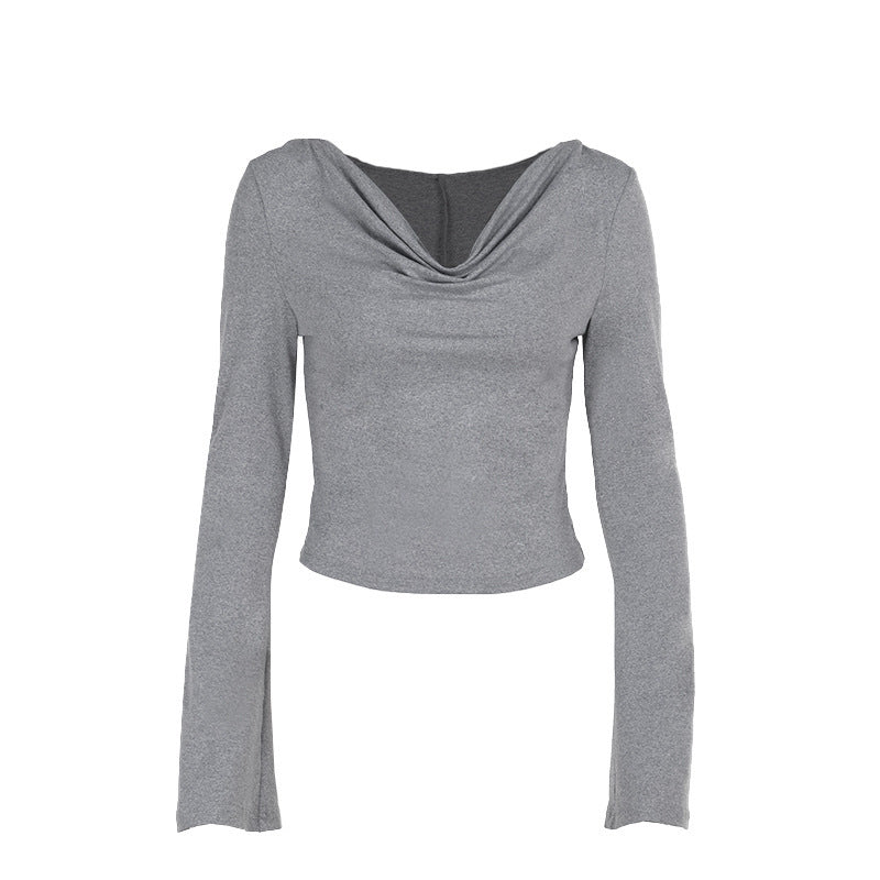 Women's Knitted Pocket Hoodie Long Sleeve T-Shirt