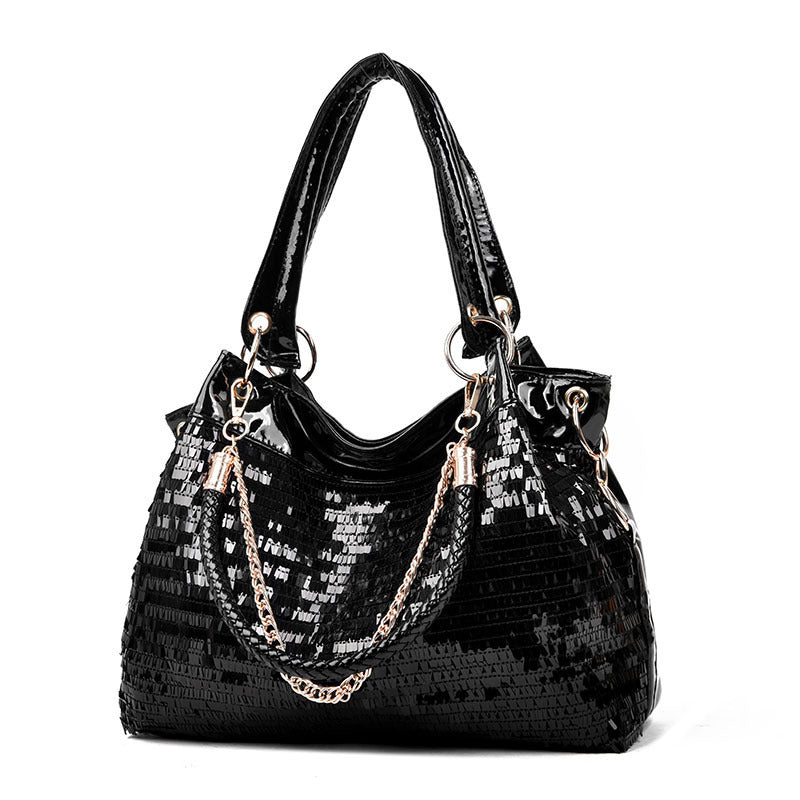 Women's Large Capacity Solid Color Sequin Shoulder Bag