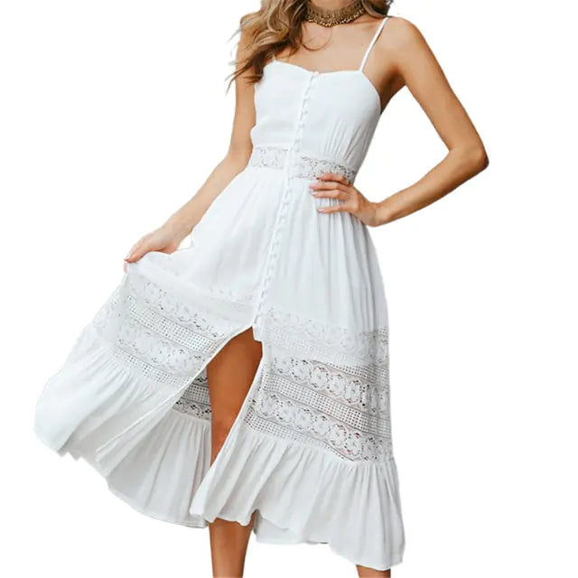 Elegant White Bohemia Summer Maxi Dress