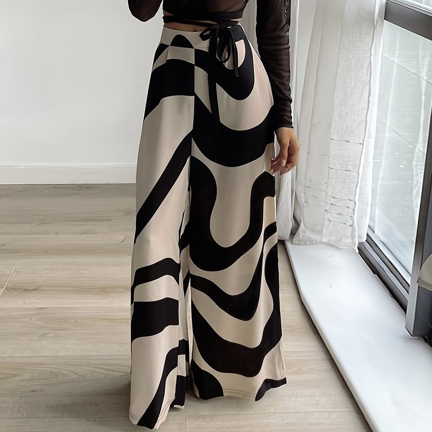 Loose High-Waist Printed Wide Leg Pants – Effortless Casual Style