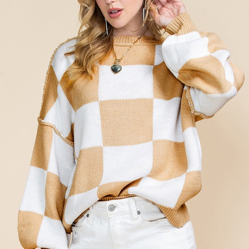 Cozy Plaid Printed Long-Sleeved Top: Effortless Leisure Style