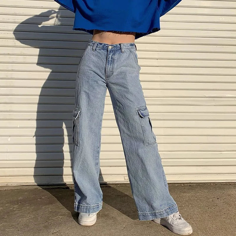 Straight Denim High Waist Pants