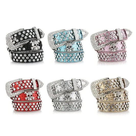 Skull Buckle Belts Women Pu-leather Gothic Girls Belt for Jeans Men