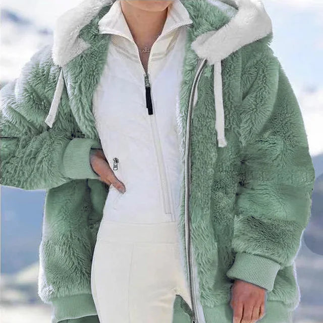 Plush Hooded Jackets For Women