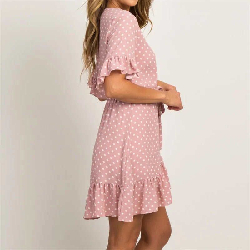 Polka Dot Ruffle Mini Dress