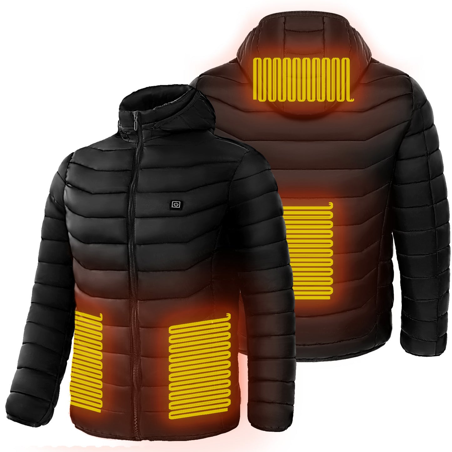 Heated Puffer Jacket Electric Heating Coat Insulated Hood Windbreaker 9Heat Zones