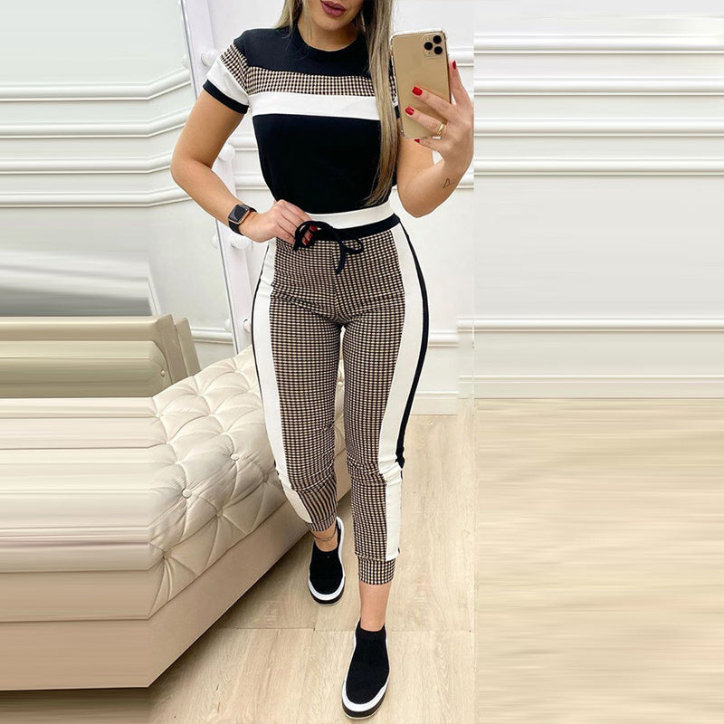 Fashion Women's Set – Short Sleeve or Long Sleeve Top with High Waist Pants