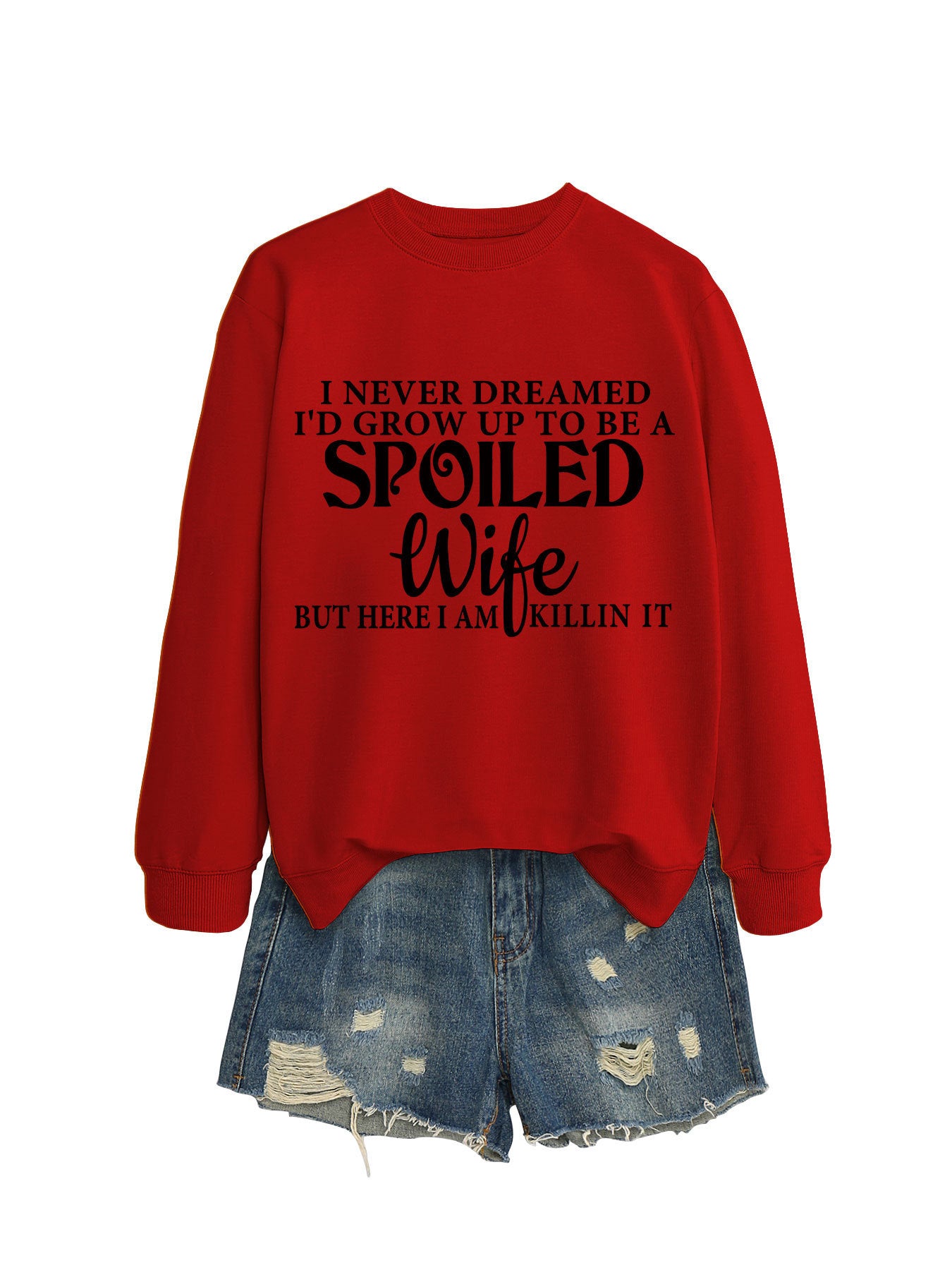 "SPOILED WIFE" Crew Neck Sweatshirt for Women