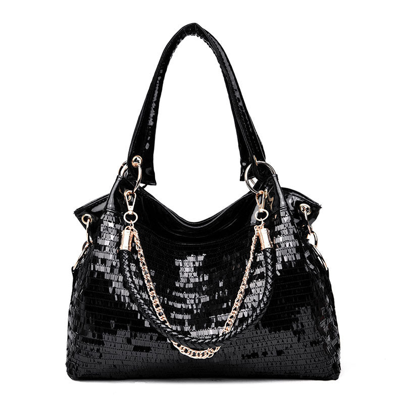 Women's Large Capacity Solid Color Sequin Shoulder Bag