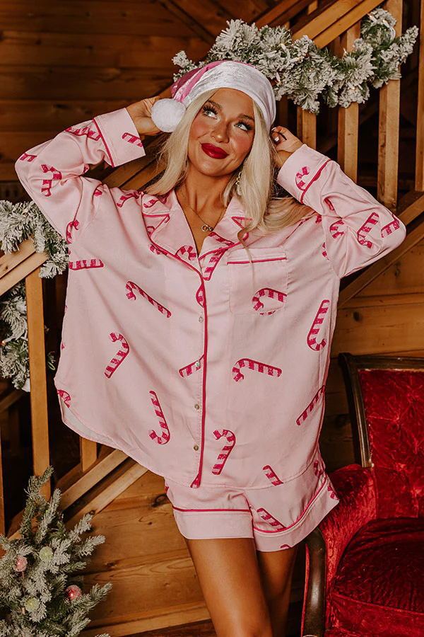 Satin Printed Santa Claus Two-Piece Home Suit – Festive Comfort for the Holidays