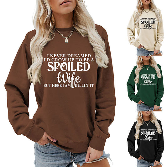 "SPOILED WIFE" Crew Neck Sweatshirt for Women