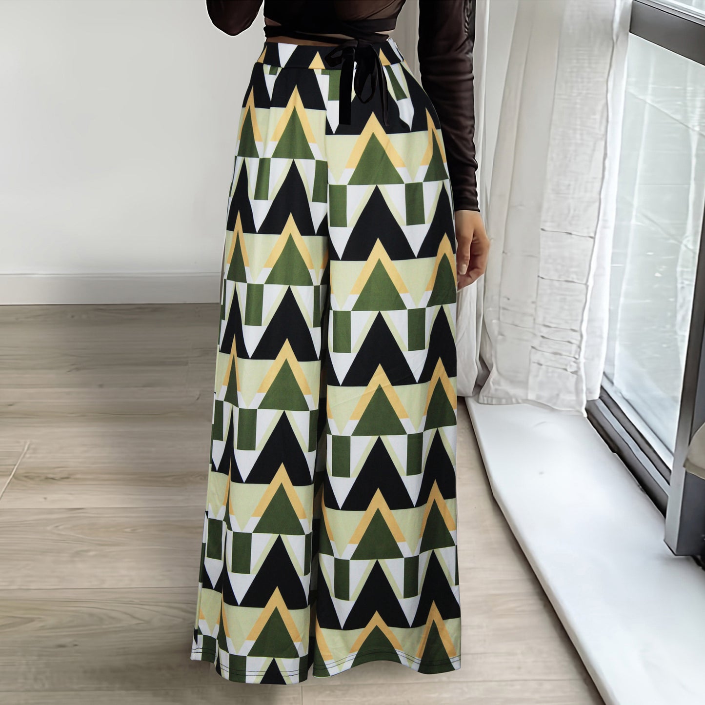 Loose High-Waist Printed Wide Leg Pants – Effortless Casual Style