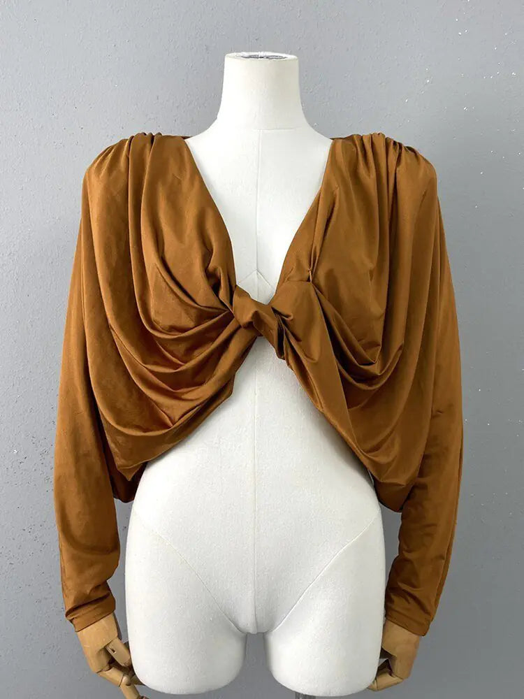 Twist Front Draped Blouse