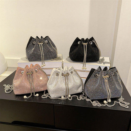 Diamond Drawstring Chain Crossbody Bag