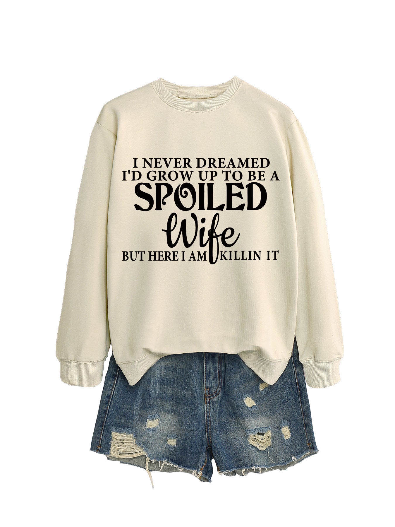 "SPOILED WIFE" Crew Neck Sweatshirt for Women