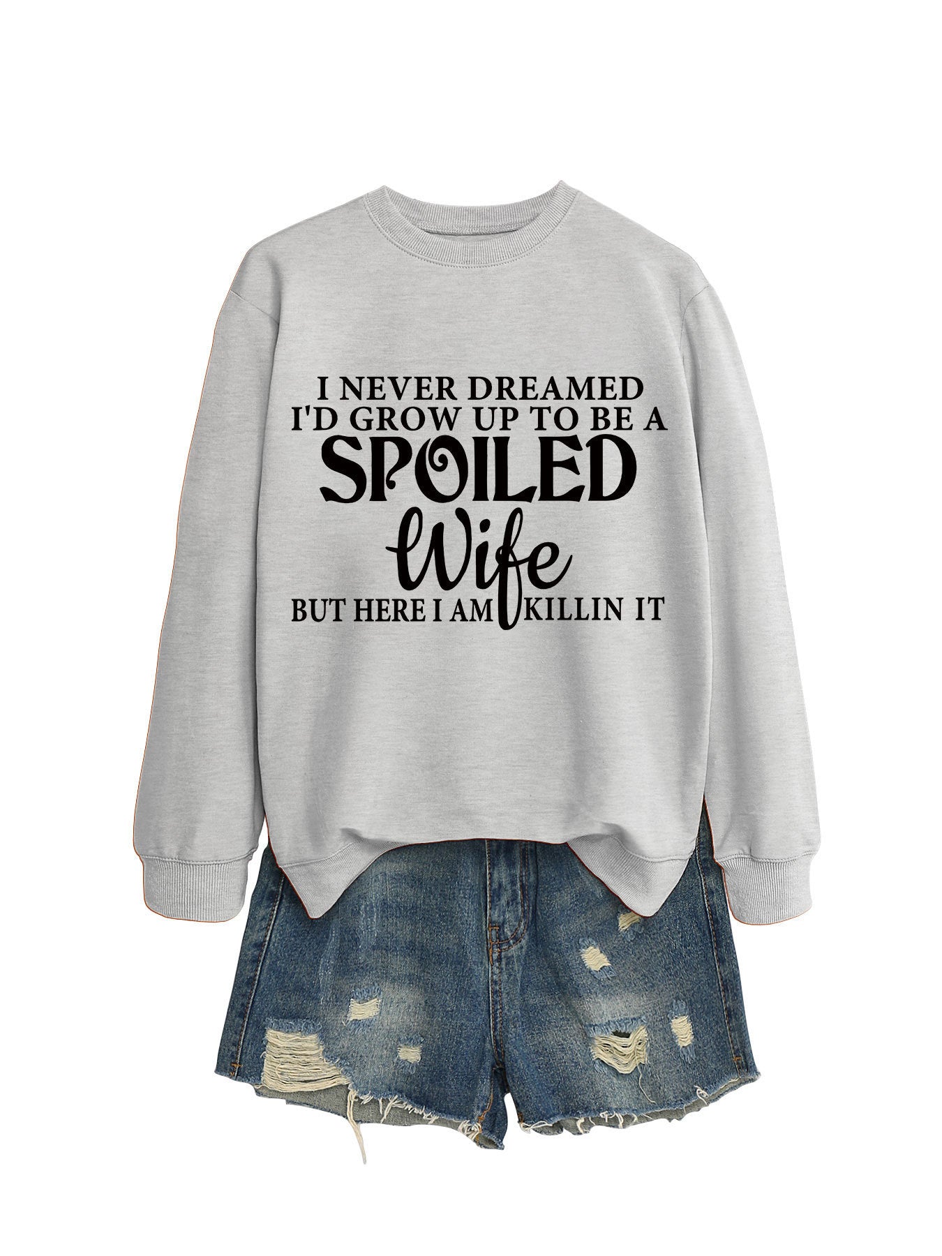 "SPOILED WIFE" Crew Neck Sweatshirt for Women