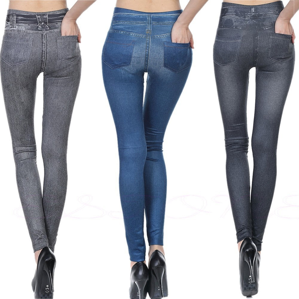 High Waisted Jeggings - Comfortable Denim Leggings