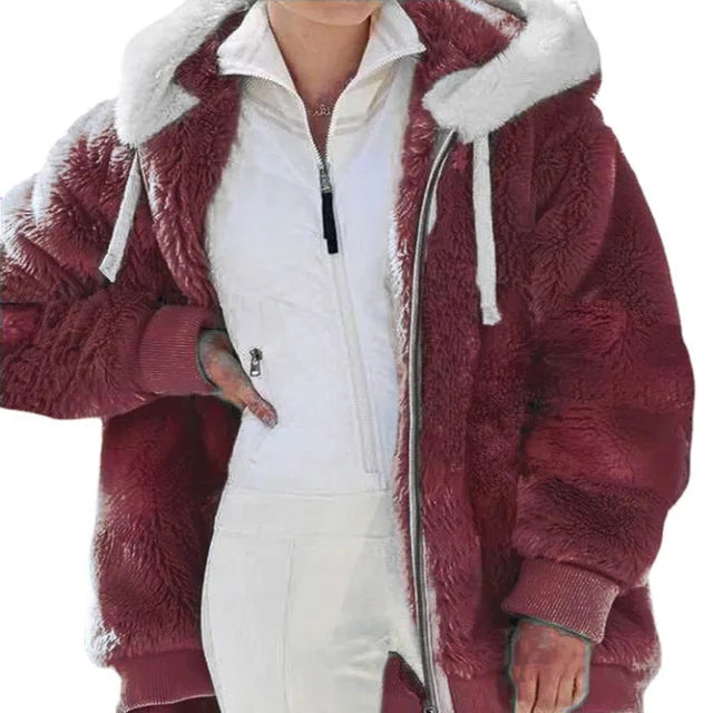 Plush Hooded Jackets For Women