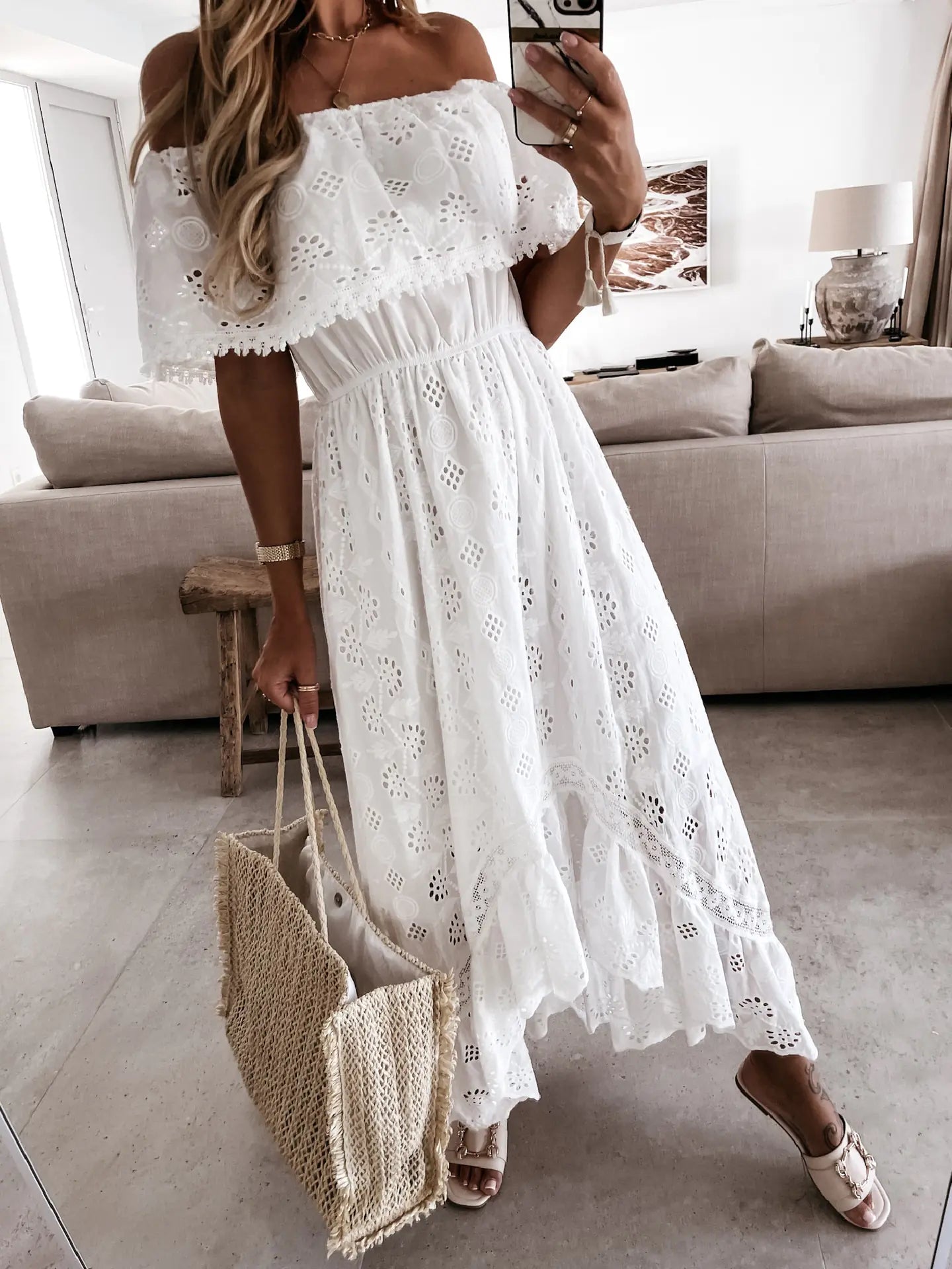 Elegant White Bohemia Summer Maxi Dress